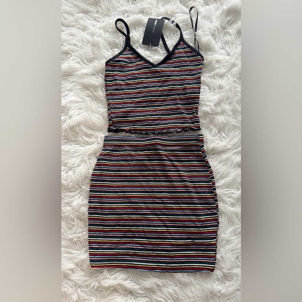 Fashion Nova Multicolor Striped Set